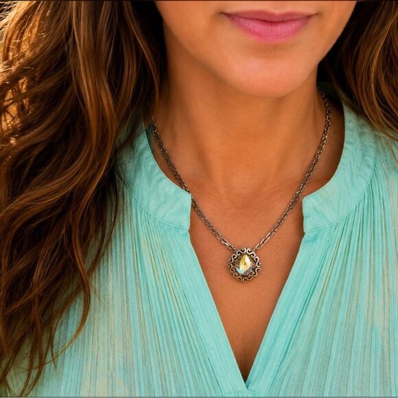 Brighton Jewelry - Brighton *Danube* Yellow Crystal 2-Strand Silver Pendant Necklace